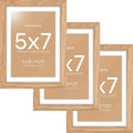 Homeforia 5x7 Picture Frame Wood, High End Natural Oak 5x7 Light Wooden Frames with Mat 4x6 for Photo, 5 x 7 Frame Matted to 4 x 6 Print, 7x5 Wall or Tabletop Frame, Tempered Glass, Wall Kit, Set of 3
