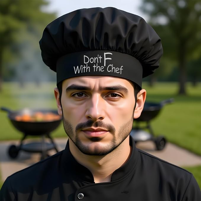 The Apron Place Adjustable Professional Chef Hats, Multiple Personalized Embroidered Designs to Choose from, Made in The USA