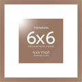 Homeforia 6x6 Picture Frame Mocha, High End Metal 6 x 6 Square Photo Frames with Mat 4 by 4, 6x6 Poster Frame Matted to 4x4 inches Print, 6by6 Wall or Tabletop Frame, Tempered Glass, Wall Kit, Set of 1