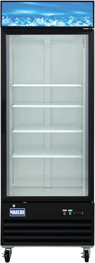 Kratos Commercial Freezer Display Merchandiser - 1 Self Closing Swing Door, 31"W, Black (67K-218)