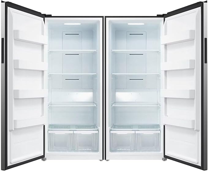 SMETA 21 Cu. Ft Freezer Upright, Stand Up Convertible All Refrigerator with Glass Shelves, Frost Free, Energy Saving, Led Light, Deep Tall Freezers Freezerless for Garage, Kitchen, Home, Office