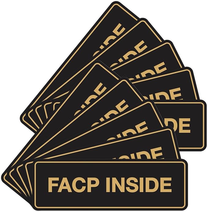 Signs ByLITA Standard FACP Inside Sign | Fire Safety Signage (Black Gold) - Medium 10 Pack
