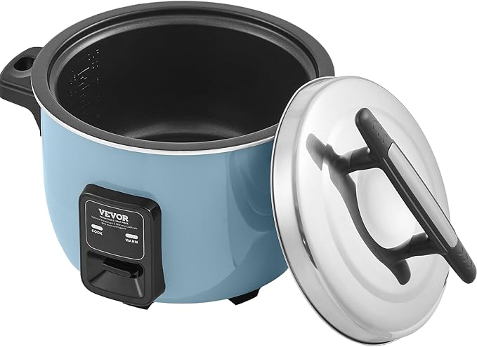 VEVOR Commercial Rice Cooker, 60-Cup Rice Cooker, 13.74 Qt / 13 Liter Large Rice Cooker and Warmer with Nonstick Inner Pot, Fast Cooking and 24-Hour Keep Warm, with Rice Cup and Paddle, for Restaurant