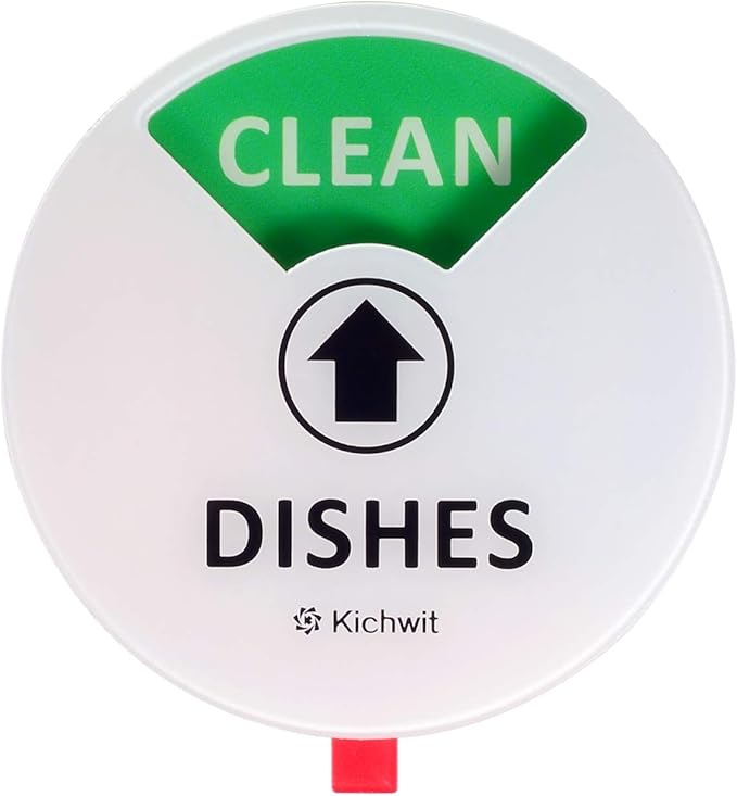 Kichwit Dishwasher Magnet Clean Dirty Sign Indicator with Running and Empty Options, Works on All Dishwashers, Non-Scratch Strong Magnetic Backing, Residue Free Adhesive Included, 4 Inch, White