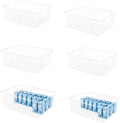 Upright Freezer Organizer Bins， Freezer Baskets for 16, 17, 21 cu.ft Standup Freezer, Wire Storage Baskets with Built-in Handles for Frozen Foods, Snacks, Vegetables, Fruits and More, Set of 6 , White