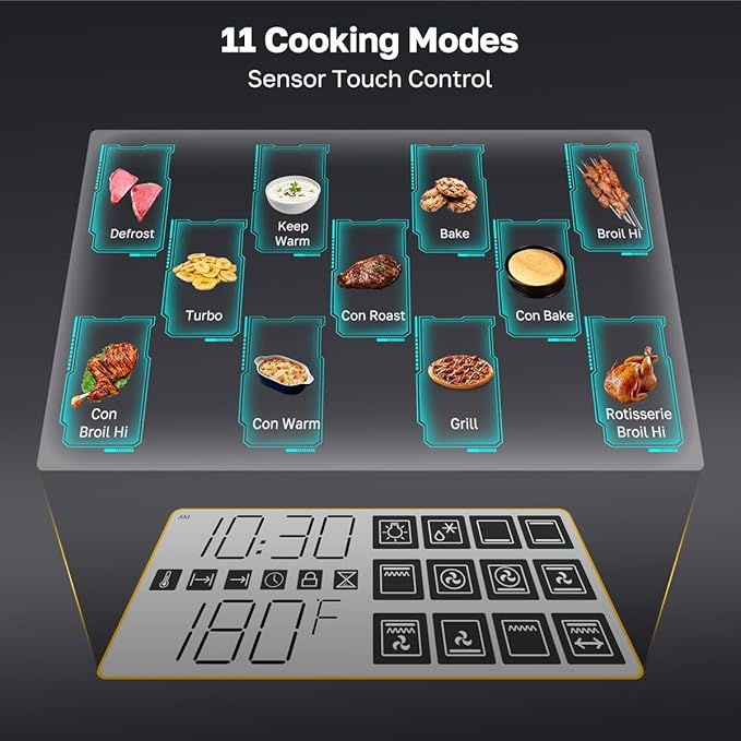 ThermoMate 24 Inch Electric Wall Oven, ETL Certified, 2.6 Cu.Ft. Convection Ovens with 12 Functions, 3D Heating, 3100W, Sensor Touch Control, Safety Lock, Stainless Steel