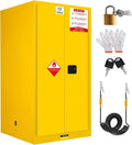 Flammable Safety Cabinet 34" x 34" x 65" Yellow, Cold-Rolled Steel OSHA Compliant Explosion Proof Cabinet, 2 Adjustable Shelves & Vent Design for Commercial Warehouses, Lab & Industrial Facilities