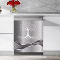 Stainless Steel Design Tree Pattern Kitchen Decorative Dishwasher Cover Magnet Sticker,Fridge Panel Door,Refrigerator Decal Home Decor 23x17inch