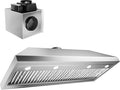48-inch Range Hood Insert with Inline Remote Blower, CT Copper Tailor 1260CFM Kitchen Vent Hood, 4-Speed Exhaust Fan, 4 LED Lights, 8" Round Ducted,Baffle Filters, in Stainless Steel