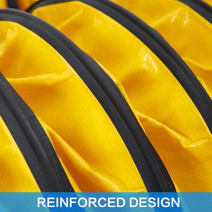 25FT Ducting Hose PVC 14IN Flexible Duct Hosing with Adjustable Rope S Hook & Steel Support for Utility Blower Exhaust Fan (14''x25ft)