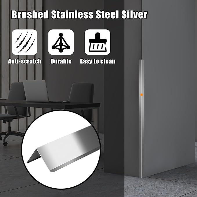 Stainless Steel Wall Corner Guard 2 x 2 x 48 inch 10 Pcs,304 Steel Corner Trim, Metal Wall Corner Protection Guards with 90-Degree Angle for Wall Protection and Decoration.