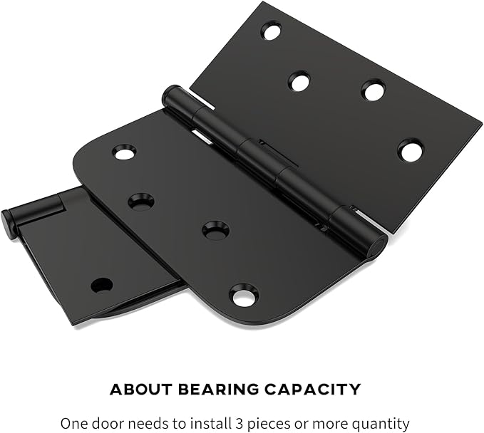 goldenwarm 6 Pack 4in Black Door Hinges Interior Door Hinges Black Matte 4 x 4 Inch with Square & Round Corners, Iron Material