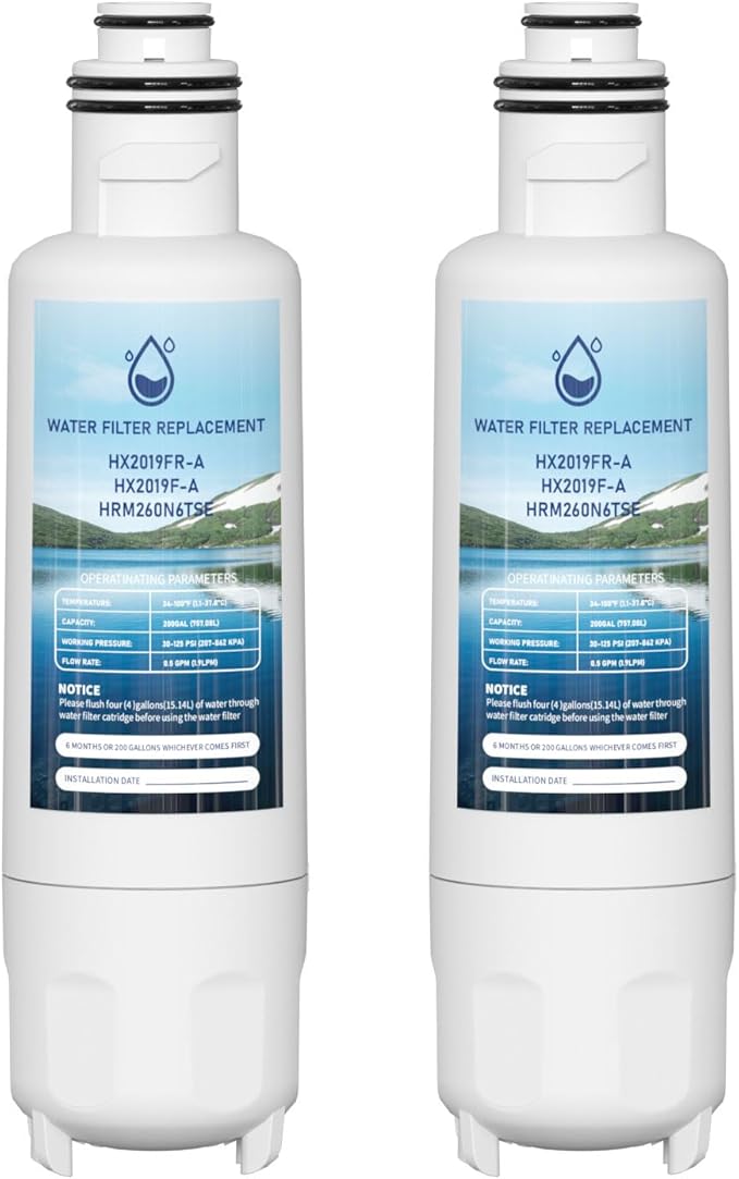 HX2019FR-A Water Filter Replacement, Compatible with Hisense HX2019FR-A, HX2019F-A, HRM260N6TSE, HRFD560SW, HRCD585BW, HRFD634BW, HRCD650BW, HRCD586TBWB and Mora MRM260N6TSE Pack of 2