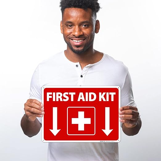 First Aid Kit Sign, (SI-1040) 10x14 Inches, Rust Free .040 Aluminum, Fade Resistant, Made in USA