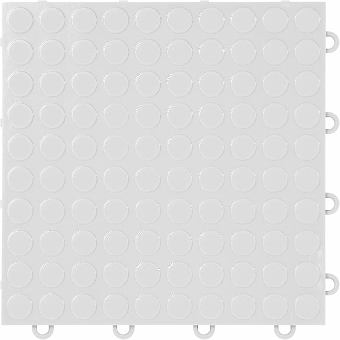 IncStores FlooringInc's Nitro 12"x12" Snap-Together Garage Flooring Tiles, Non-Slip Interlocking Plastic Floor Mat, Garage Organization & Storage, Coin Pattern, Arctic White, 52 Tiles, 52 Sq/Ft