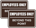 All Quality Classic Framed Employees Only Beyond This Point Wall or Door Sign | Easy to Install Business Signage - Medium (Dark Brown) 2 Pack