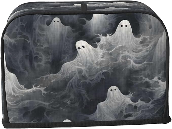 Toaster Cover 2 Slice Halloween Ghost Pattern Waterproof Appliance Cover with Hang Loop Bread Baker Toaster Cover for Kitchen