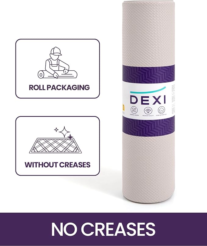 DEXI Kitchen Floor Mats Cushioned Anti Fatigue, 17x79, Large Long Standing Runner Rug Waterproof, Comfort Memory Foam Padded for Front Sink Laundry, Beige White