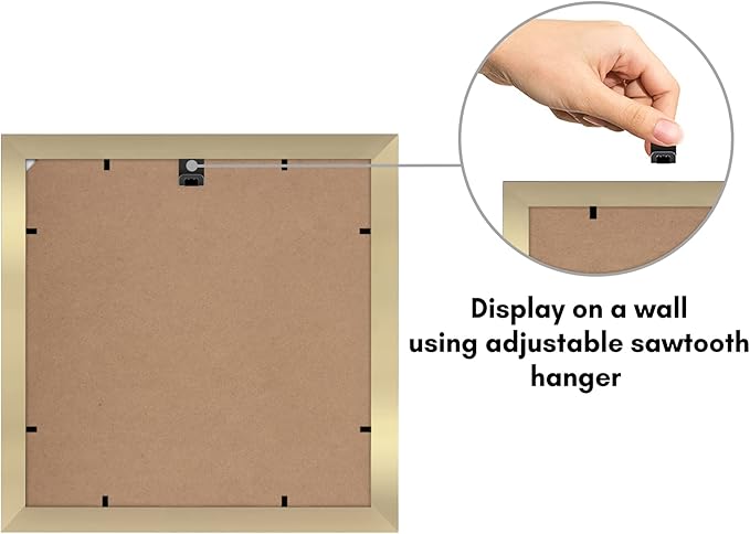 Americanflat 11x11 Picture Frame with Shatter-Resistant Glass - Use as 8x8 Frame with Mat or Display 11x11 Photo Without Mat - Signature Collection - Square Frames for Wall Display - Gold