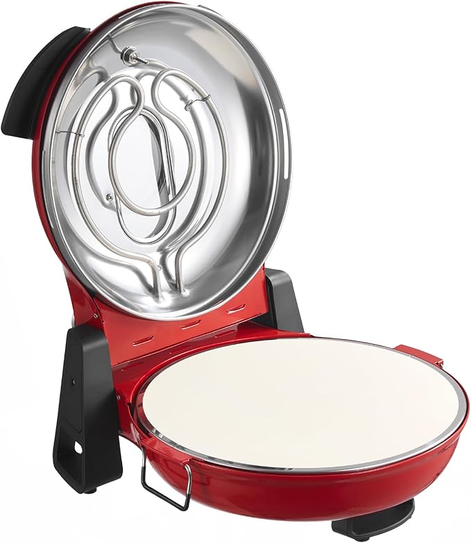 VEVOR Pizza Oven, 12 in Electric Pizza Maker, 1200W Electric Pizzas Cooker with Cordierite Stone, 5-Mode Temperature Control, Viewing Window for Precise Cooking, Heats up to 788 ˚F, for Home (Red)