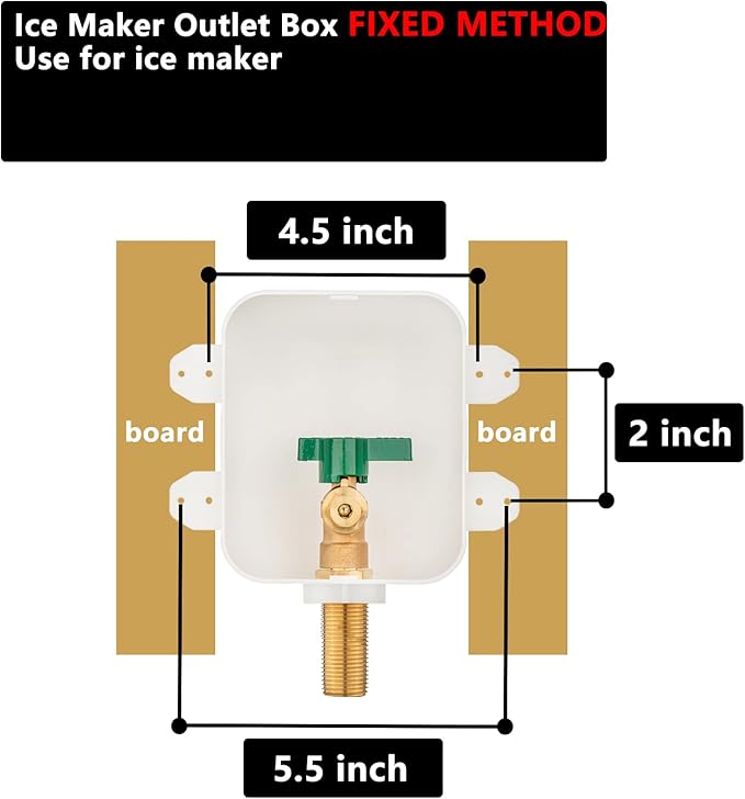 (1 Pack) Lidertik 1/2 NPT inch Thread or Sweat Pre-Assembled Ice Maker Outlet Box Valve 1/4 inch Recessed Refrigerator Water Line Wall Box with Shut Off Valve LI-ZBQH-510-LK