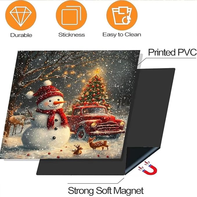 Christmas Snowman Dishwasher Magnet Cover, Winter Deer Dishwasher Cover Panel Decal for Front, Red Truck Magnetic Refrigerator Magnets Holiday Decor Kitchen Appliance Sticker, 26"x26"