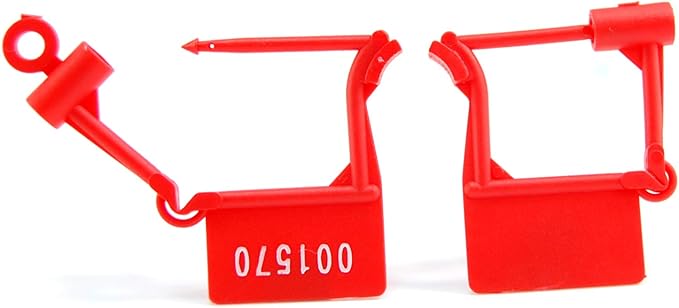 Tamper Proof Plastic Security Padlock Seals Numbered Disposable Safety Tags - Locks Self-Locking for Luggage Medical Clothing (1000 PCS) (Red)