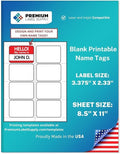 Premium Label Supply Blank Printable Name Tag Stickers - 2-1/3" x 3-3/8" - Laser/Inkjet Compatible – (8 per Sheet) 100 Sheets – 800 Total Adhesive Name Tags