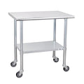 Profeeshaw Stainless Steel Table with Wheels, 24x36 Inch - NSF Commercial Kitchen Prep & Work Table with Undershelf and Galvanized Legs for Restaurant, Bar, Utility Room and Garage - Heavy Duty