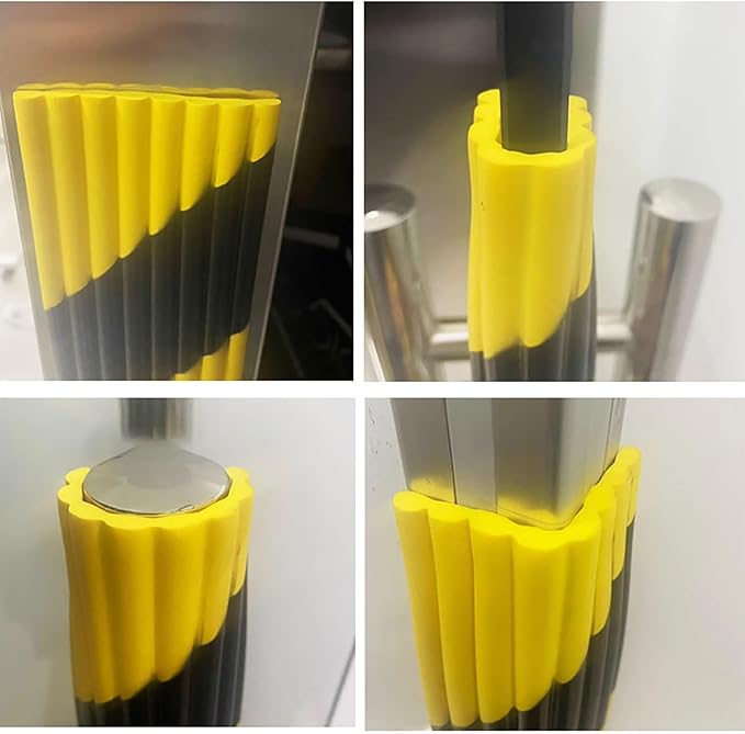 Heavy Duty Wall & Corner Guards 5m Corrugated Self-Adhesive NBR Rubber Protection with Yellow/Black Stripes for Parking Columns & Garage Safety(5PCS,10 cm)
