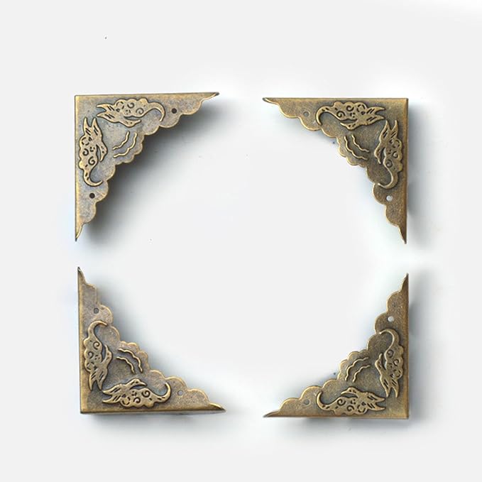 40 Pcs Metal Furniture Corner Protector,Antique Decorative Corner for Jewelry Box,for Storage Box Jewelry Case Cabinet Wooden Chest Etc. (Antique Bronze)
