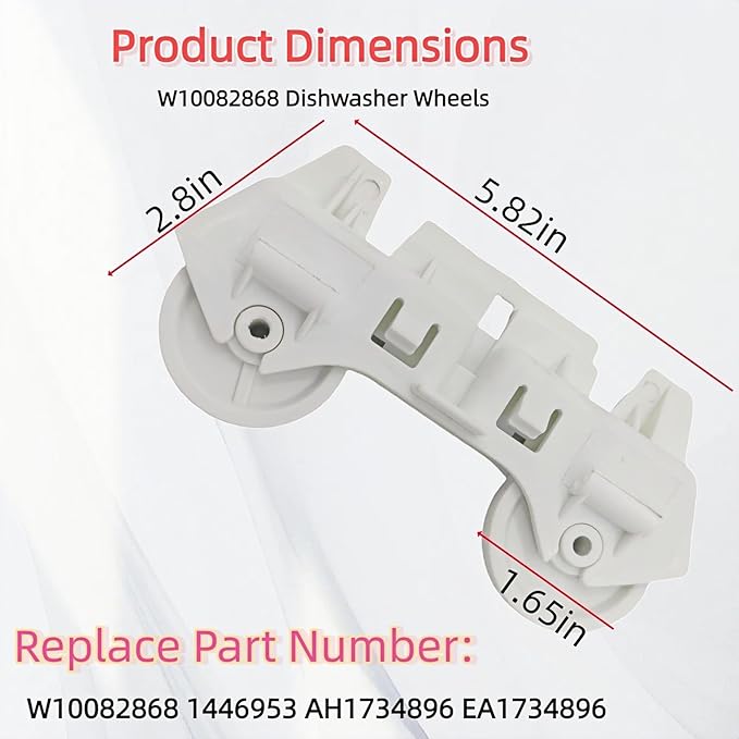 Lower Dishrack Wheel Replacement Kit (4-Pack) - WPW10082868 W10082868 Compatible with Whirlpool Maytag KitchenAid Dishwashers | Easy Snap-On Installation, Smooth Quiet Rolling