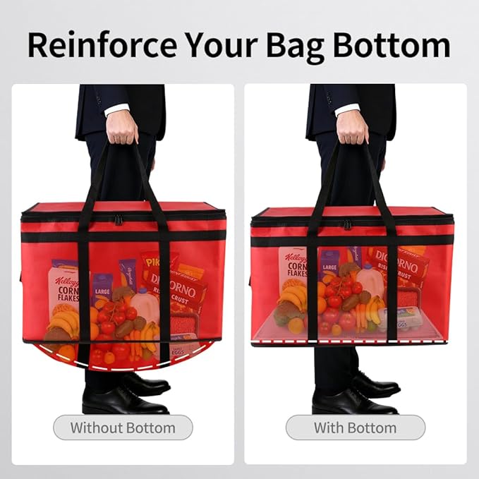 Bodaon Large 3-Pack Insulated Food Delivery Bag with hard bottom, XXXL Pizza Cooler Bags, Rideshare Delivery Bag, Thermal Cold/Hot Styrofoam Carrier for Travel/Shopping/Catering/Car