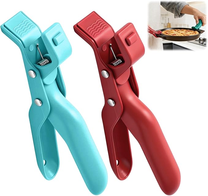 Hot Plate Gripper,Multi-purpose Anti-Scald Bowl Holder Clip, Hot Plates Gripper Lifters Tongs,Multi-function Hot Bowl Dish Plate Grippers Clips for Kitchen;Christmas Gifts for Women and Men(Green+Red)