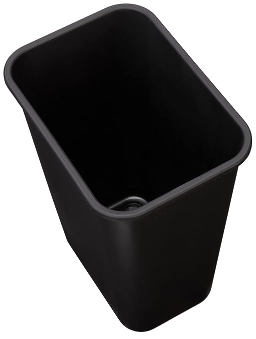 Amazon Basics Trash Can, Rectangular Commercial Office Wastebasket, 10 Gallon (Pack Of 1), 15.5"L x 11.5"W x 19.75"H, Black