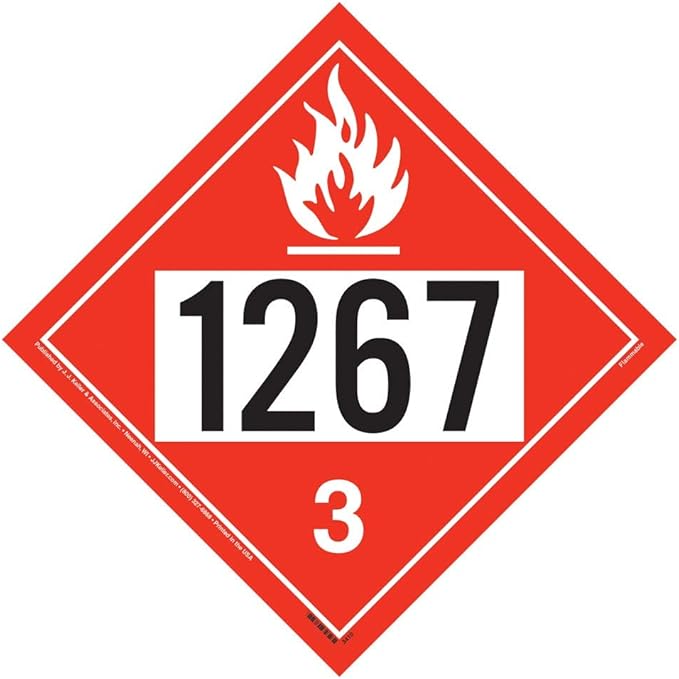 1267 Placard, Class 3 Flammable Liquid 25-pk. - 10.75" x 10.75" Laminated Plastic, DOT Hazmat Compliant, J. J. Keller & Associates, Inc.