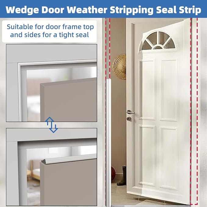 Wedge-Shape Window Weather Stripping Door Frame Seal Strip 118” Black,Upgrade Black Foam,Soundproofing,Draft Stopper,Winter Insulation,Noise Blocker, Gap Filler for Exterior Front Door Side