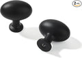 khtumeware 2 Pack 1-3/8 inch(35mm) Black Cabinet Knobs Dresser Knobs Oval Drawer Knobs Kitchen Cabinet Hardware Egg Knobs for Dresser Drawers