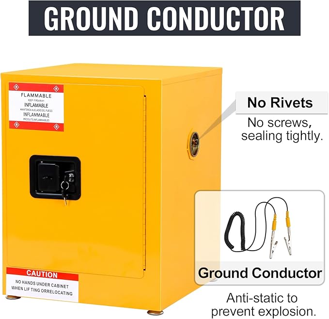 Flammable Storage Cabinet, Galvanized Steel Safety, Adjustable Shelf, for Commercial Industrial and Home Use