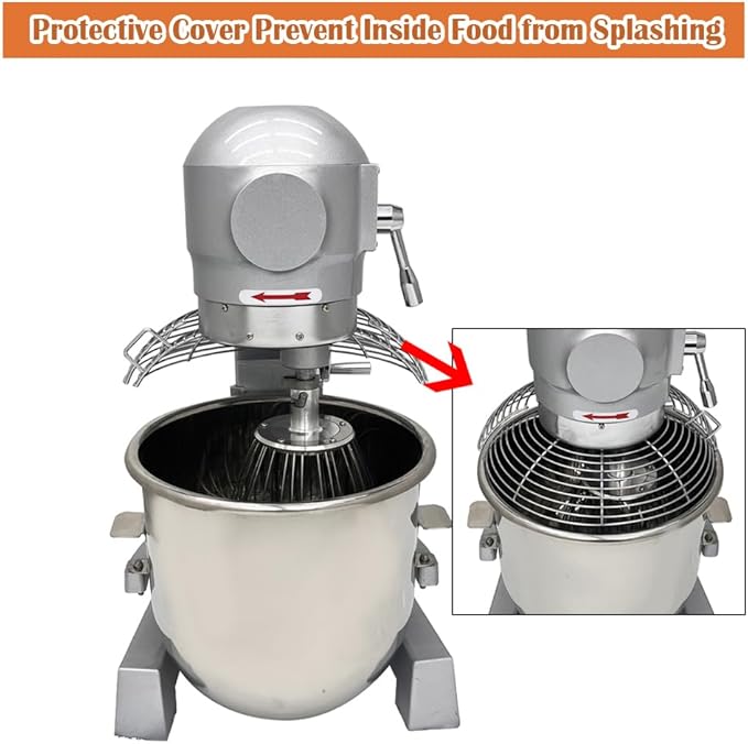 Commercial 3in1 Food Mixer 20L Dough Mixer 3 Speeds Adjustable, with SUS304 Bowl/Dough Hook/Whisk/Beater, Stand Electric Food Flour Mixing Kneading Machine