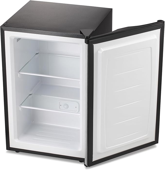 Antarctic Star 3.0 Cu.Ft Upright Freezer, Compact Stainless Steel Freezer with Reversible Door & 7-Temp Control, Removable Shelves, Ideal for Dorm, Home, Office, Black