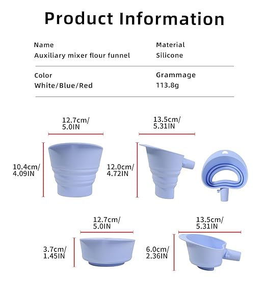 Counte Flour Funnel Silicone for Kitchen Aid Standing Mixer,New Flour Funnel-Stand Mixer for Kitchen Aid Artisan Ksm150 5-Quart Tilt-Head Stand Mixer,Enables Guided Pouring (White)