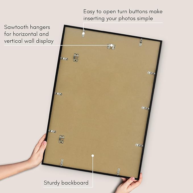 Americanflat 20x28 Picture Frame with Polished Plexiglass - Streamline Collection - Thin Border Picture Frame for Wall Display - Hanging Hardware Included - Black