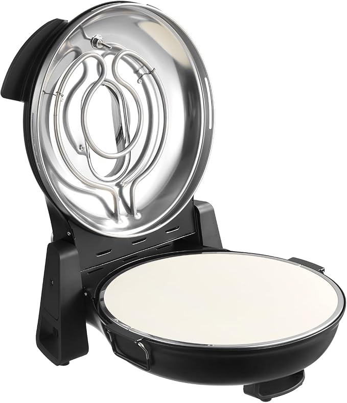 VEVOR Indoor Pizza Oven, 12-Inch Electric Pizza Maker, 788°F Countertop Cooker with 5 Modes, 1200W Dual Temp Controls, Thermometer & Viewing Window, Compact Home Baker Pan for Crispy Pizza, Black
