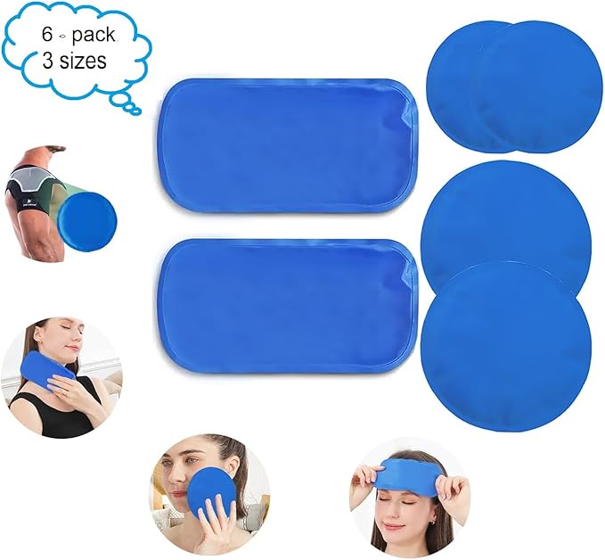 Reusable Hot and Cold Gel Ice Packs for Injuries - Gel Cold Packs for Injuries - Ice Packs Keep Food Fresh - Multiple Shapes and Sizes 6 Variety Pack