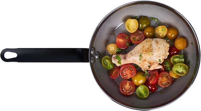 Restaurantware Fry Pan 1 Pack of 8.6 Inches Carbon Steel Non-Stick Searing Pan With Ergonomic Handle Silver For Sauteing and Omelets