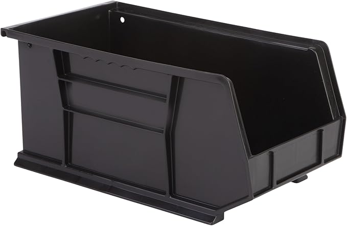 Hudson Exchange 15" x 8" x 7" Plastic Stackable Storage Bin and Hanging Container, Black