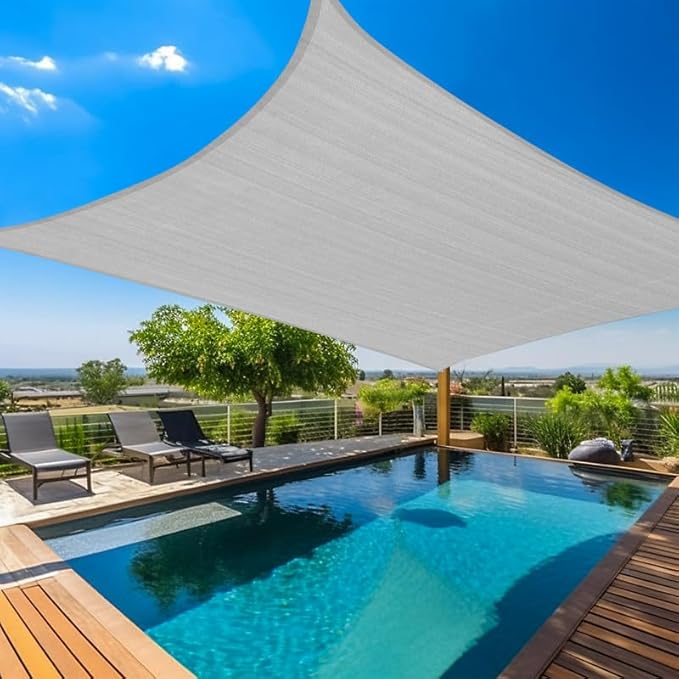 Amagenix Sun Shade Sail 13'X20' Curved Edge Outdoor Shade Canopy Light Grey Breathable 95% UV Block Shade Cloth for Patio Garden Backyard (We Make Custom Size)