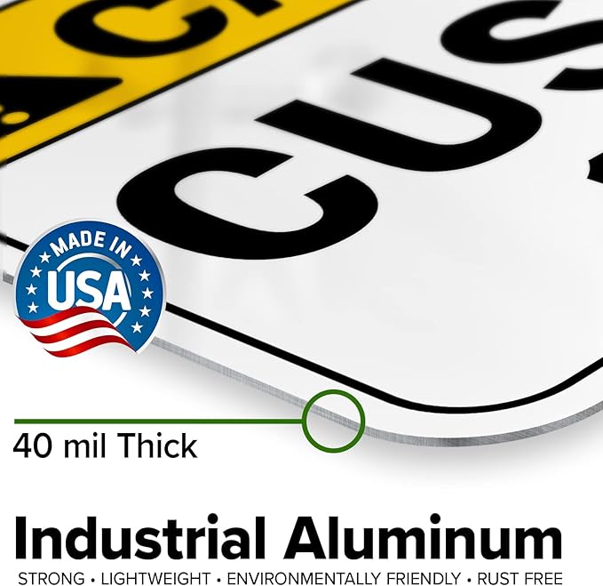 Custom Caution Sign, Ansi Sign, Osha Compliant, 12x16 Inches, Post Holes, Rust Free .040 Aluminum, Fade Resistant, Indoor/Outdoor Use, Made in USA by My Sign Center