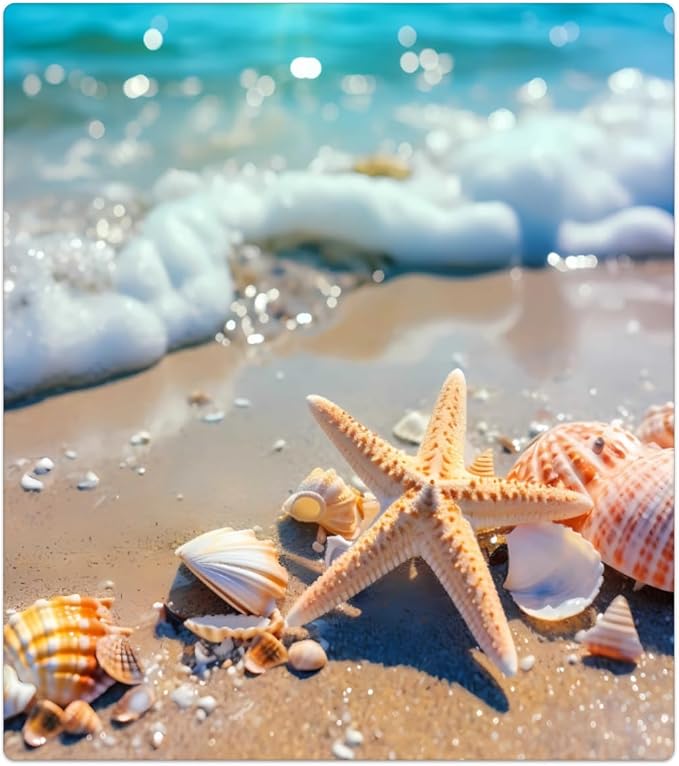 Dishwasher Magnet Cover Sea Beach Starfish Seashell Reusable Dishwasher Magnetic Cover Sticker Decorative Dish Washer Door Cover Panel for Home Kitcen Appliance